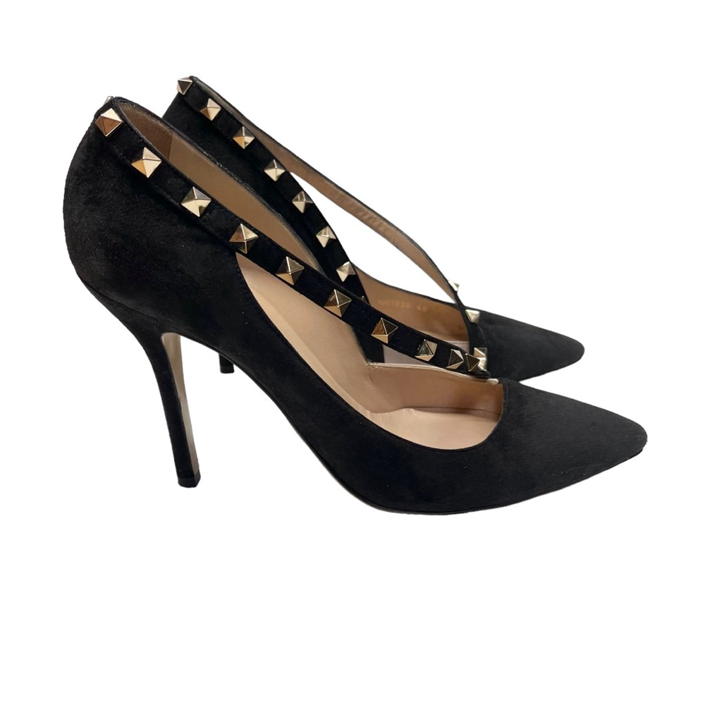 Valentino Garavani Asymmetric Suede Rockstud d'Orsay Pumps Heels Size 40 - Picture 2 of 12
